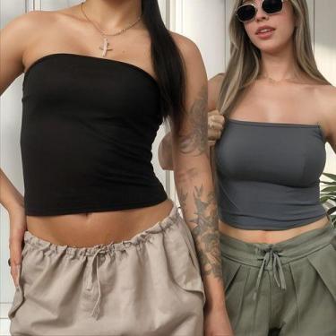 Imagem de Kit Duas Peças sem alça Blogueirinha Top Faixa Sem Bojo - BTXModa&Co.,
