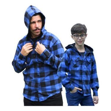 Imagem de Tal Pai Tal Filho Kit Camisa Xadrez Flanela Cowboy Com Capuz - Maximus