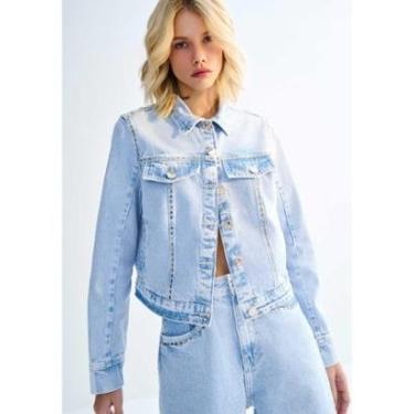 Imagem de Jaqueta Jeans Marmorizada com Pedraria-Feminino