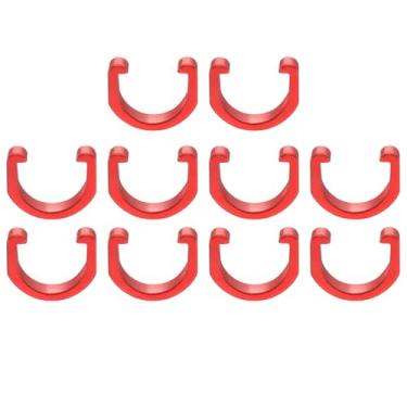 Imagem de HARFINGTON 10 braçadeiras de cabo de bicicleta C-Clipes de liga de alumínio Guia de mangueira U-Clips de câmbio de freio para bicicleta de estrada MTB, vermelho