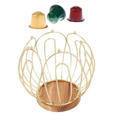 Imagem de Organizador de Armazenamento de Cafeteira de Metal, Organizador de Porta -copo K, Suporte de Cafeteira Resistente Com Base de Madeira, Suporte de Cápsula de café de Arame
