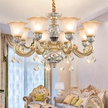 Imagem de Europeu Luxo Sala de Estar Lâmpada Pendente Americano Retro Restaurante Quarto Villa Hotel Roupa Salão de Beleza Café Lustre (J 8 luzes)