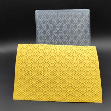 Imagem de Pasta de gravação de plástico tamanho A6 padrão diamante artesanato papel plástico texturizado impressões para fazer cartões scrapbooking