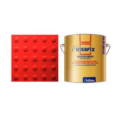 Imagem de Piso tátil alerta pvc kit 20pçs + 2 cola 750g - LAGGE ACESSIBILIDADE, 