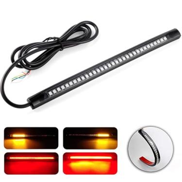 Imagem de LivTee Tira de luz LED flexível universal de 20,32 cm com luzes de seta de freio traseiro, tudo em um para motocicleta scooter Quad Cruiser Harley Kawasaki Yamaha Suzuki Off Road, Vermelho/Âmbar