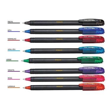 Imagem de Kit 08 Canetas PENTEL Gel Energel Makkuro 0.7mm Ponta Fina (Cores à Es
