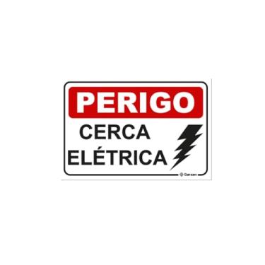 Imagem de PLACA SINALIZADORA PERIGO CERCA ELÉTRICA (Branca, 15x10cm)