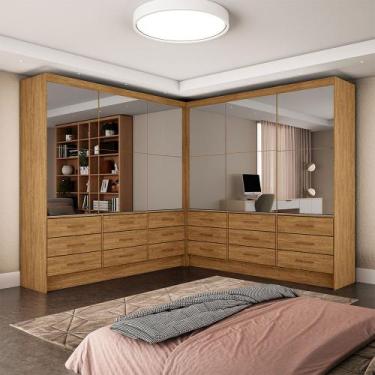 Imagem de Closet Sevilha 6 Portas Casal Duplo Premium 18 Gavetas Carioca Moveis,