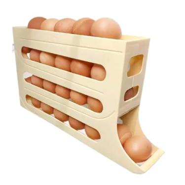 Imagem de Organizador de Ovos com 4 Andares Empilhável para Geladeira, Porta Ovos com Capacidade para 30 Unidades, Dispenser em Plástico Resistente, Compacto, Funcional e Econômico de Espaço