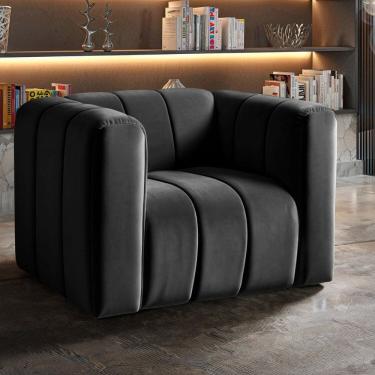 Imagem de Poltrona Decorativa Retrô Moderna Sala de Estar Preto