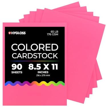 Imagem de Hygloss Cartolina rosa brilhante – 21 x 28 cm, 90 folhas, 29,5 kg/176 g/m², resistente ao desbotamento, sem ácido