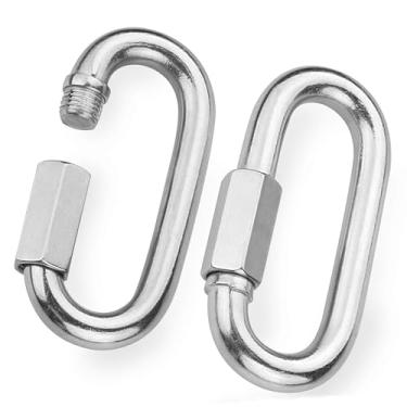 Imagem de 2 peças M12 conector de corrente de elos rápidos de aço inoxidável mosquetão de travamento resistente da STARVAST para gancho de reboque, conjunto de balanço e equipamento interno, mosquetão oval de