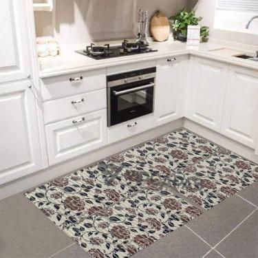 Imagem de Kit de 3 Tapetes Emborrachados Antiderrapante Com Passadeira Floral - 