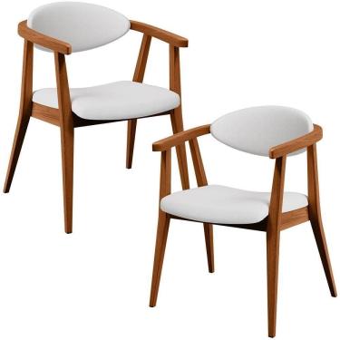 Imagem de Kit 02 Poltronas Decorativas Para Sala De Estar Jantar Cecília B04 Facto Branco - Lyam Decor