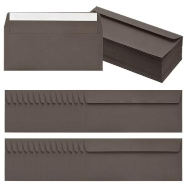 Imagem de PATIKIL Pacote com 100 envelopes comerciais café escuro nº 10, envelopes coloridos autoselados tamanho carta para convites de escritório de correspondência, 10 x 23 cm