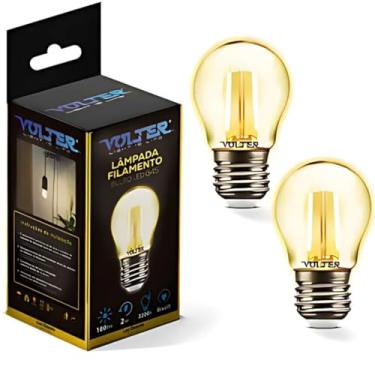 Imagem de Kit 2 Lâmpada Led Retro Bolinha G45 2w Filamento Volter Bivolt E27 2200k
