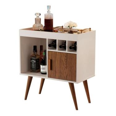 Imagem de Buffet Balcão Paris 1 Porta 3 Adegas OffWhite Freijó - Móveis em Casa 