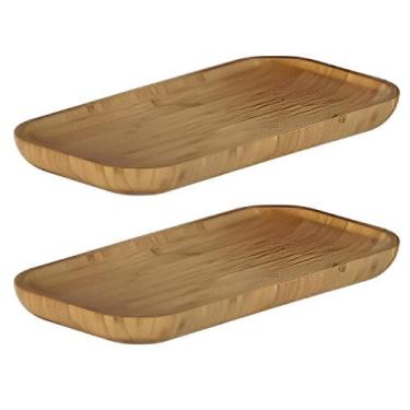 Imagem de 2x Bandeja Retangular 1,9 x 10,5 x 20cm Ou Bambu Aura