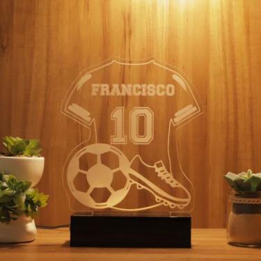 Imagem de Luminária Abajur Futebol com Trófeu LED Amarelo - Bold