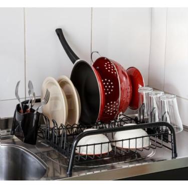 Imagem de Escorredor De Louça All Black 12 Pratos Porta 6 Copos & Porta Talher Embutido