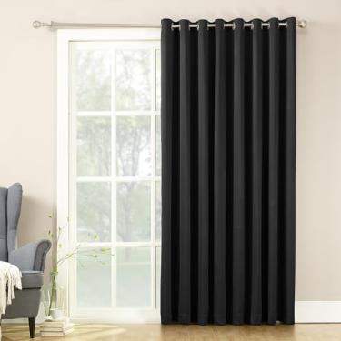 Imagem de Sun Zero Painel de cortina para porta de pátio deslizante extra largo com eficiência energética da Barrow com varinha de puxar, 254 x 213 cm, preto