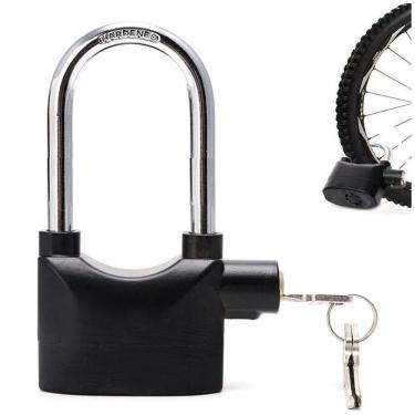 Imagem de Cadeado Grande Com Alarme Sirene Segurança Anti Furto 110db Som Alto