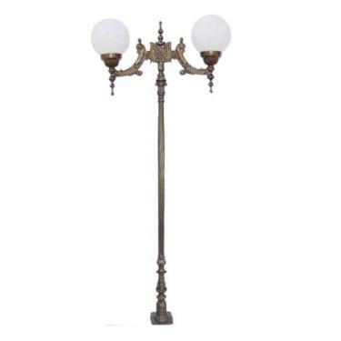 Imagem de Luminária Poste Verona Luxo com 02 Globos Alumínio Fundio Área Externa