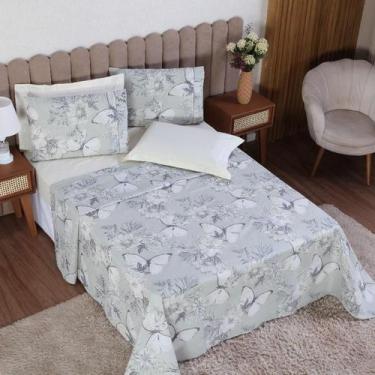 Imagem de Jogo Cama Casal 3P Lençol Sem Elástico + Fronha 100% Algodão - Ametist