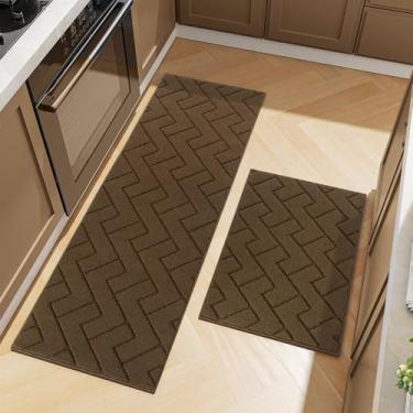 Imagem de hicorfe Conjuntos de tapetes e tapetes de cozinha, tapete antiderrapante de polipropileno superabsorvente, tapete macio e confortável, lavável para cozinha, corredor, escritório, pia, lavanderia (61