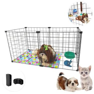 Imagem de Cercado Modular 6 Telas Tela Aramada 40x40cm Pet Gato Coelho Cachorro 