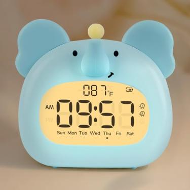 Imagem de Aokpsrt Despertador Elefante com Luz Noturna para Crianças – Lindo Treinador Digital de Sono com Display LED, 3 Alarmes, Temporizador de Contagem Regressiva, Brilho Ajustável – Relógio de Cabeceira
