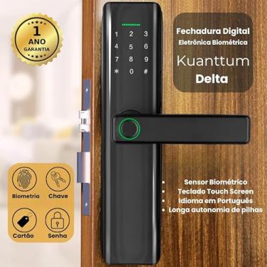 Imagem de Fechadura Eletronica Digital Biometrica Senha Touch Cartão Tag Kuanttum Delta