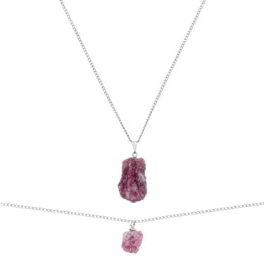 Imagem de Tornozeleira + colar pingente pedra natural Turmalina Rosa
