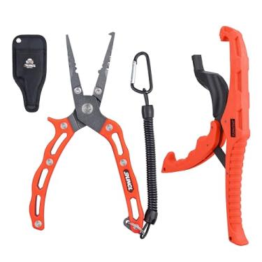 Imagem de RUNCL Alicate de pesca e kit de garra de lábio de peixe, ferramentas de pesca multifuncionais para homens, equipamento de pesca premium em água salgada e de água doce, extrator removedor de pesca