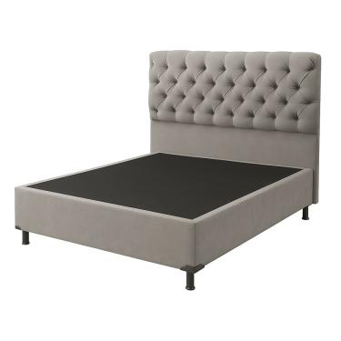 Imagem de Base Cama Box Casal Com Cabeceira Cinza 138x188cm