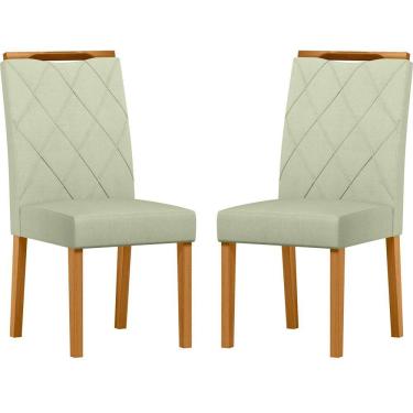 Imagem de Conjunto com 2 Cadeiras de Jantar Estofada Sarah Ypê/Linho Palha Ln04 - New Ceval