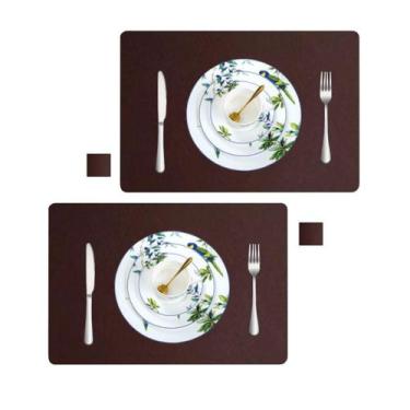 Imagem de Jogo Americano Sousplat Retangular 16 Pçs Limpa Facil Couro - Genertoy