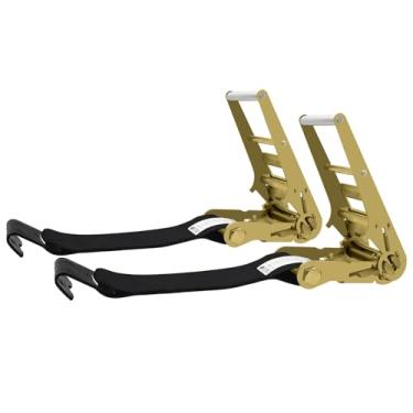 Imagem de SALUINOKI Pacote com 2 ganchos planos de catraca de 10 cm preto resistente x 30 cm (sem alça), compatível com correias de guincho de 10 cm para reboque de mesa