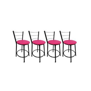 Imagem de Kit 4 Banqueta Balcão Baixa Preto Bar Gourmet Cozinha Lazer Área - For
