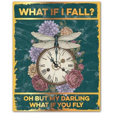 Imagem de Darling Rise with Timeless Wings - Pôster de decoração de parede Cottagecore para quarto, escritório ou sala de aula - impressão de citação inspiradora sem moldura 20 x 25 - aconchegante outono