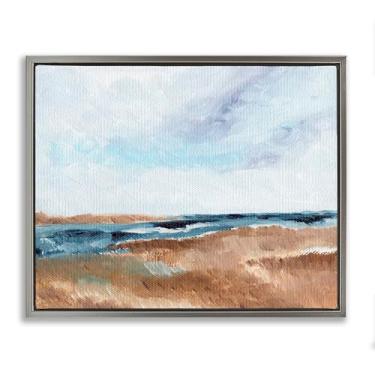 Imagem de Stupell Industries Tela flutuante cinza paisagem costeira horizonte design de arte de parede por Nikita Jariwala, 17 x 21