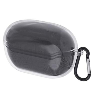 Imagem de Geekria Capa de TPU compatível com fones de ouvido JBL Endurance Race True sem fio, capa protetora para transporte com gancho para chaveiro, porta de carregamento acessível (transparente)