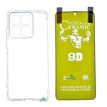 Imagem de Compatível com Moto Edge 60 Fusion - Capinha Capa Anti Impacto + Pelicula Fosca de Ceramica Gel 9d Protecao de Tela