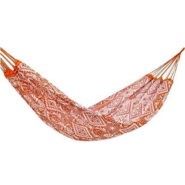 Imagem de Rede de Dormir Casal Indiana Laranja com Branco - REDESDEDORMIR.COM