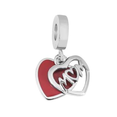 Imagem de BlingNuts Pingente de coração vermelho para mãe, compatível com pulseiras Pandora, presente para mulheres, mãe, esposa, aniversário, dia das mães, aniversário, dia dos namorados