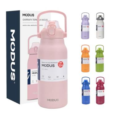 Imagem de Garrafa Térmica 1700ml - Duplamente Isolada a Vácuo, Canudo e Base Emborrachada Anti Derrapante, Mantém Bebidas Quentes por 12 Horas e Geladas por 24 Horas (Rosa)