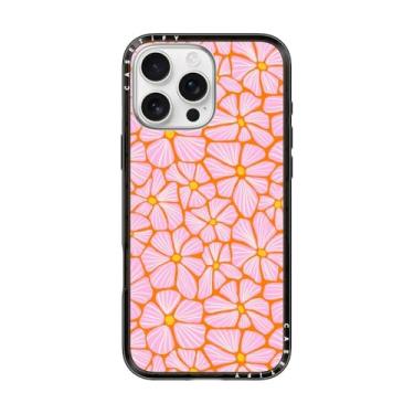Imagem de CASETiFY Capa compacta para iPhone 16 Pro Max [fina e elegante/compatível com Magsafe/1,2 m. 2X proteção contra quedas de grau militar] - flores de mosaico - preto transparente