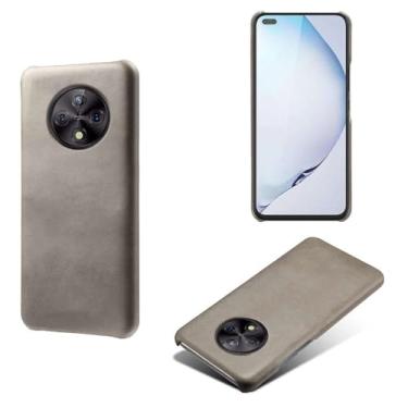 Imagem de Capa para Huawei Honor Play 50 Plus,Proteção contra quedas,Casca de volta de cor sólida simples,Design de couro de imitação de plástico-Gray
