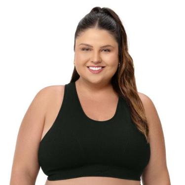 Imagem de Top Fitness Jacquard Plus com Bojo Removível sem Costura Preto Zee Ruc