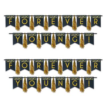 Imagem de Beistle Serpentina Forever Young Borla 33 x 9' e 33 x 8', preto/dourado